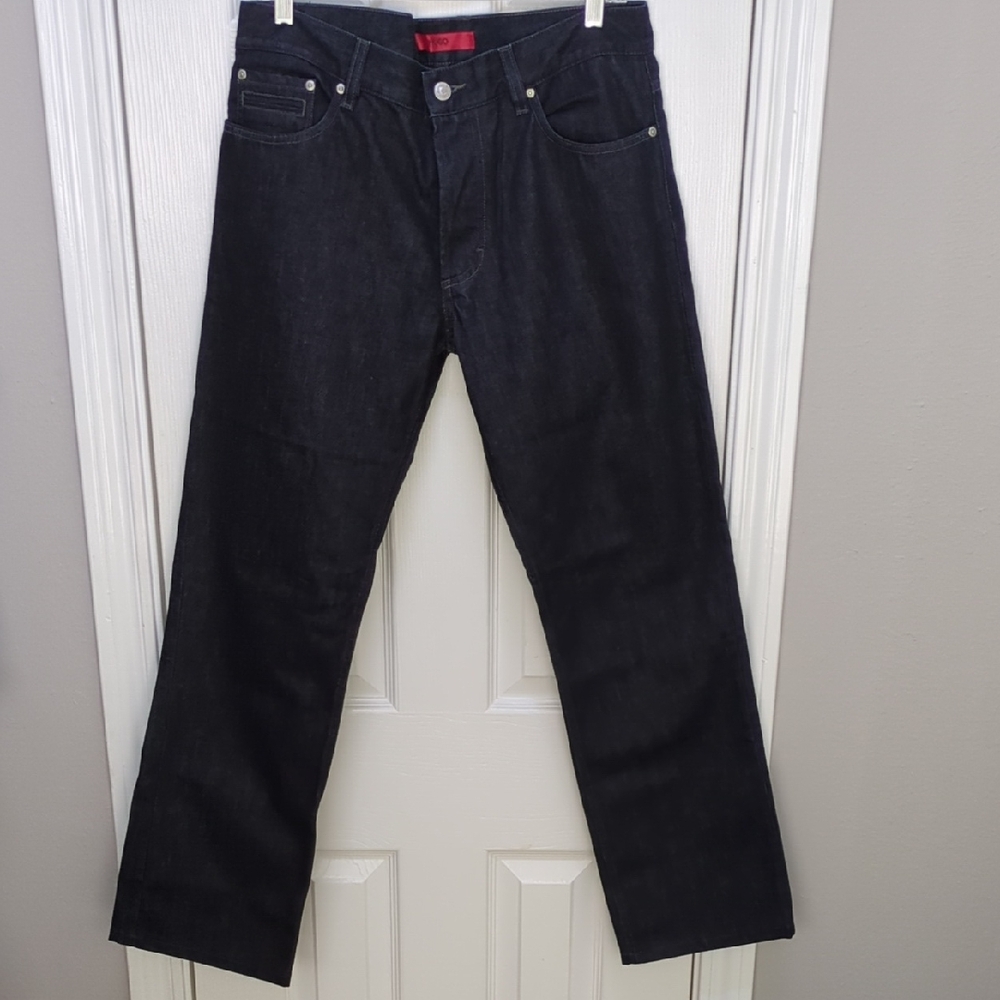 HUGO BOSS Men's Straight Dark Blue Denim Jeans
